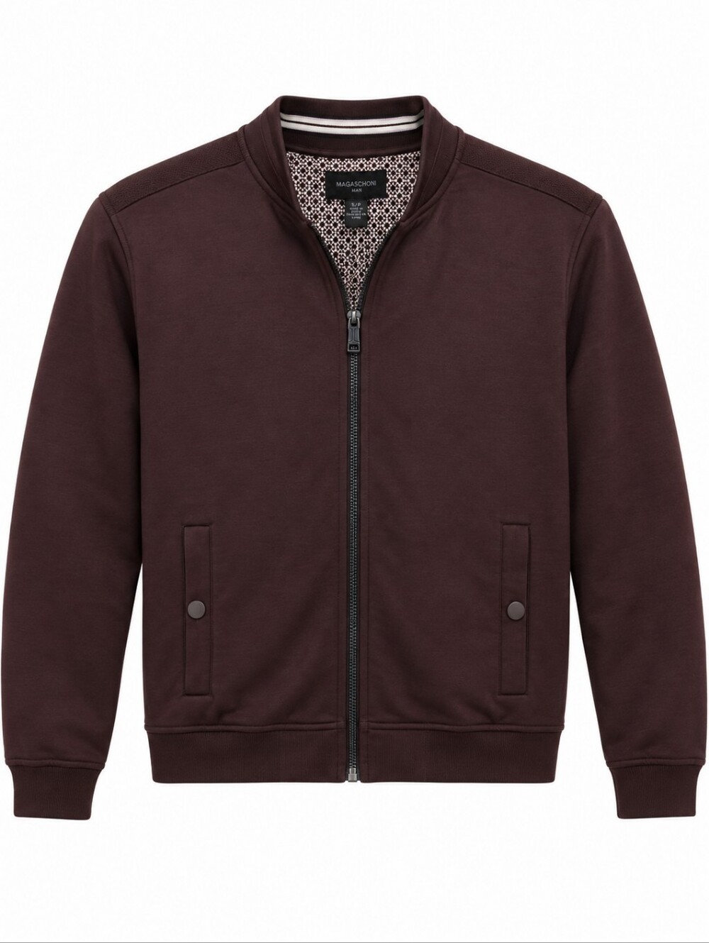 Magaschoni Men's Zip-Front Bomber Jacket - Dark Maroon